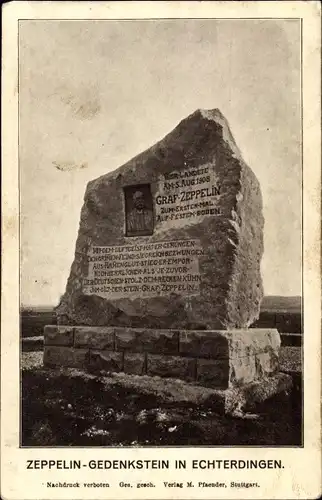 Ak Leinfelden Echterdingen, Zeppelin Gedenksteines, Graf Zeppelin