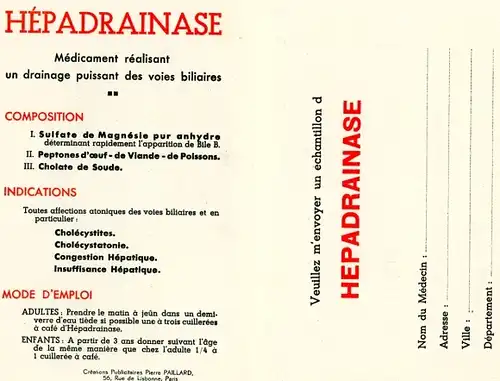 Klapp Ak Reklame Hepa Drainase, Drainage Hepato Biliaire, Laboratoires Dr. Martinet, Paris IV