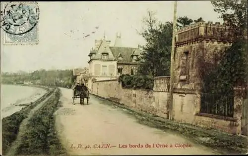 Ak Caen Calvados, les bords de l'Orne à Clopée