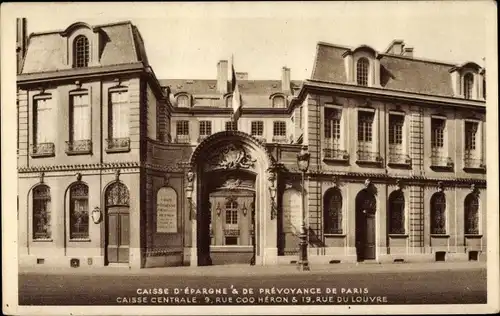 Ak Paris I., Caisse d'Epargne et de Prevoyance, Rue Coq Heron
