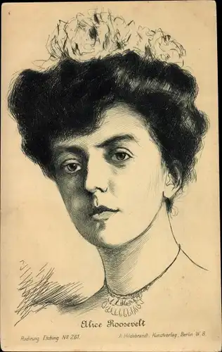 Künstler Ak Alice Roosevelt Longworth, Portrait, Tochter von Präsident Theodore Roosevelt