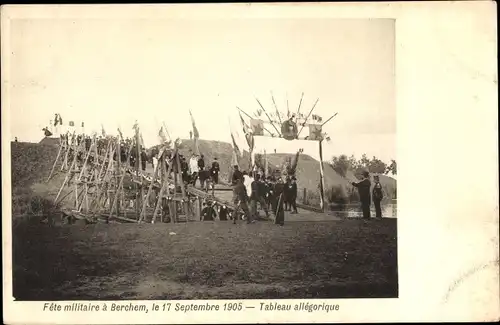 Ak Berchem Flandern Antwerpen, Fete militaire 1905, Tableau allegorique