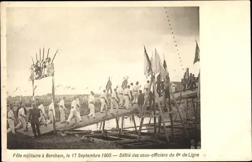 Ak Berchem Flandern Antwerpen, Fete militaire 1905, Defile des sous officiers du 6. Ligne