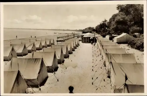 Ak Scharbeutz, Strand m. Zelt Hotel Restaurant, Lager