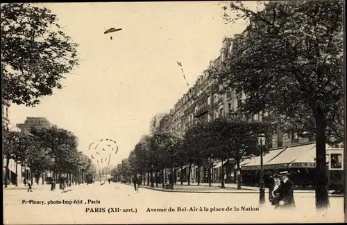 Ak Paris XII, Avenue du Bel Air, Place de la Nation