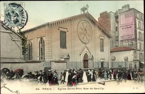 Ak Paris XII, Eglise Saint Eloi, Rue de Reuilly