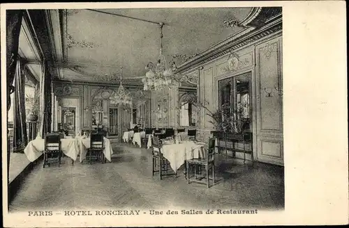 Ak Paris II., Hotel Ronceray, Restaurant, Innenansicht
