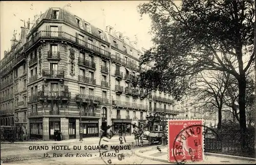 Ak Paris V., Grand Hotel du Square Monge, Rue des Ecoles