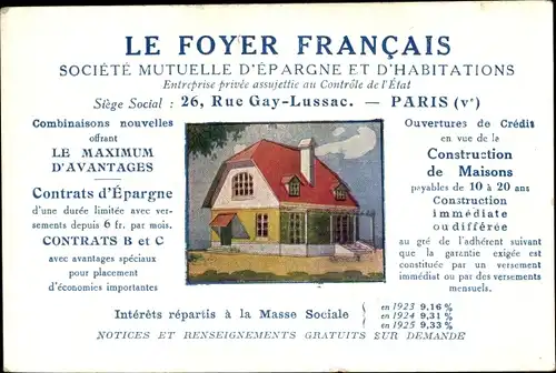 Ak Paris V., Le Foyer Francais, Societe Mutuelle d'Epargne et d'Habitations, Rue Gay Lussac