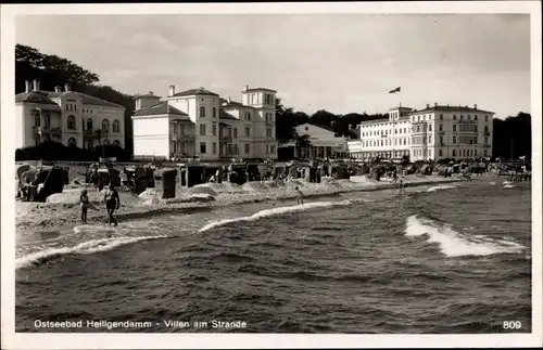 Ak Seebad Heiligendamm Bad Doberan, Strand, Villen und Kurhaus