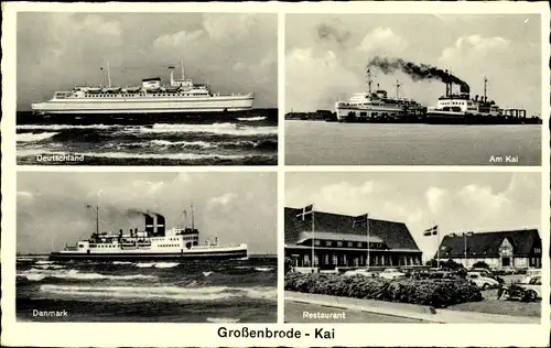 Ak Großenbrode in Ostholstein, Restaurant, Am Kai, Dampfer Deutschland Danmark