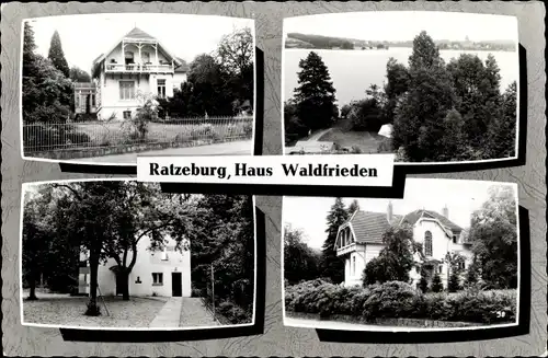 Ak Ratzeburg im Herzogtum Lauenburg, Villa Waldfriede, Straßenansicht, Blick auf den See