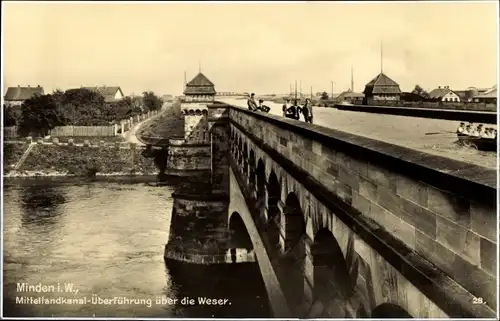 Ak Minden in Westfalen, Mittellandkanal Überführung über die Weser