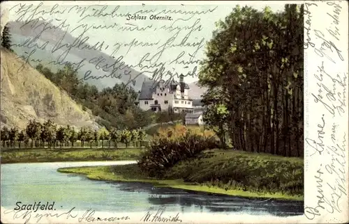 Ak Saalfeld an der Saale Thüringen, Schloss Obernitz