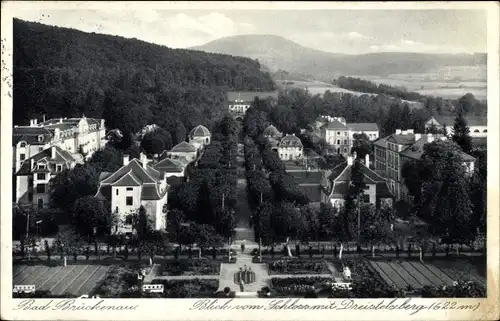 Ak Bad Brückenau im Sinntal Unterfranken, Blick vom Schloss mit Dreistelzberg