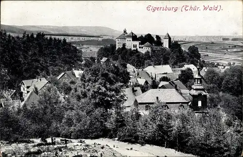 Ak Elgersburg Thüringen, Blick auf Ortschaft und Burg