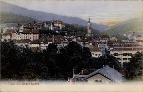 Ak Baden Baden am Schwarzwald, Blick über die Stadt