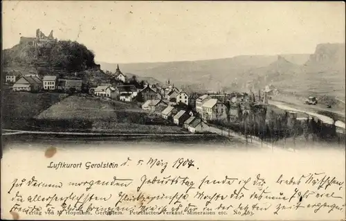 Ak Gerolstein in der Eifel, Ortsansicht, Burgruine, Talblick