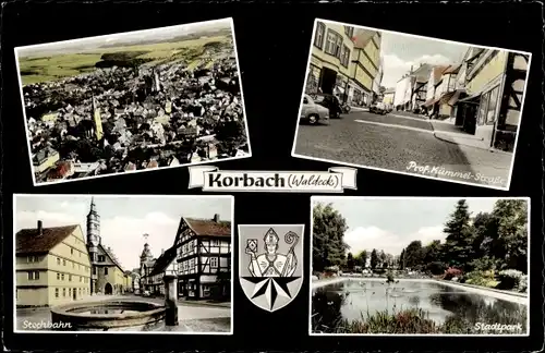 Ak Korbach in Hessen, Luftbild, Prof-Kümmel-Straße, Stechbahn, Stadtpark