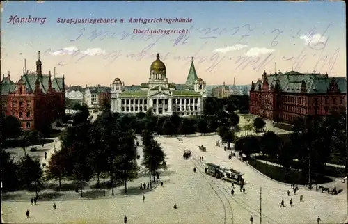 Ak Hamburg Mitte Neustadt, Sievekingplatz mit Strafjustiz- u. Amtsgerichtsgebäude, Oberlandesgericht