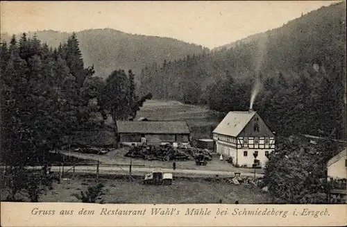 Ak Schmiedeberg Dippoldiswalde im Erzgebirge, Restaurant Wahl's Mühle