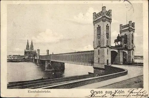 Ak Köln am Rhein, Eisenbahnbrücke, Köln