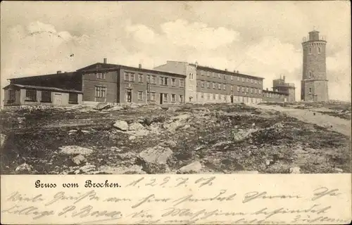 Ak Brocken Nationalpark Harz, Aussichtsturm, Brockenhotel