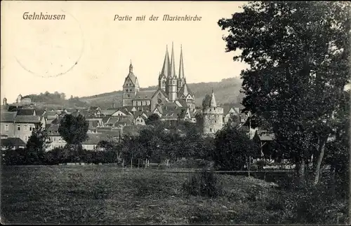Ak Gelnhausen, Partie mit der Marienkirche, Burg