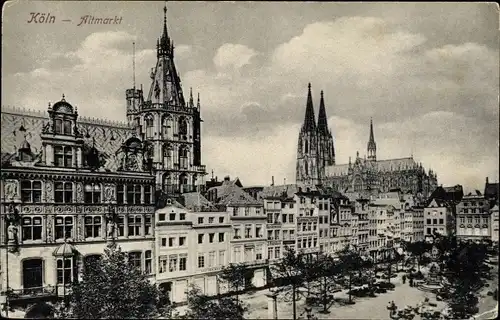 Ak Köln am Rhein, Blick auf den Altmarkt, Dom im Hintergrund