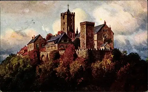 Künstler Ak Beyerlein, F., Lutherstadt Eisenach in Thüringen, die Wartburg von Südwest