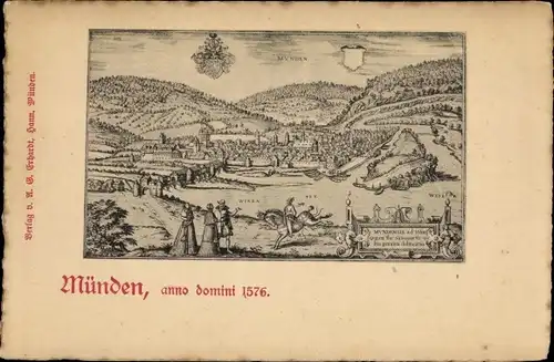 Ak Hann. Münden in Niedersachsen, Vedute a. d. 1576, Panorama