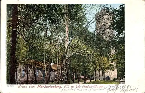 Ak Baden Baden am Schwarzwald, Merkuriusberg, Turm