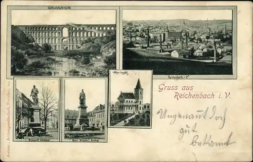 Ak Reichenbach im Vogtland, Bismarckdenkmal, Kaiser Wilhelm I. Denkmal, Schöne Aussicht, Panorama