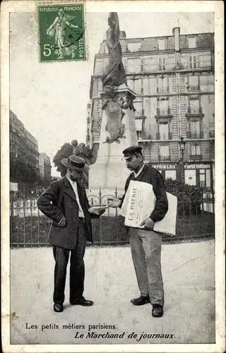 Ak Paris, Petits métiers parisiens, Marchand de journaux