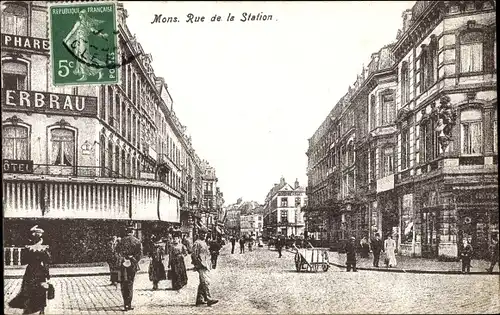 Ak Mons Wallonien Hennegau, Rue de la Station