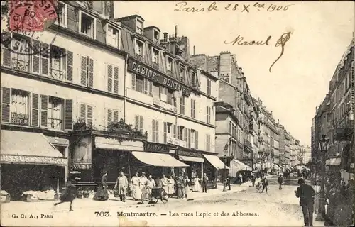 Ak Paris XVIII., Les rues Lepic et des Abesses, Cabinet Dentaire