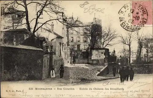 Ak Paris XVIII. Rue Girandon, entree du Chateau des Brouillards