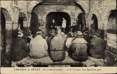 Ak Paris XVIII., Montmartre, Cabaret du Néant, Caveau, Les Spectres gais