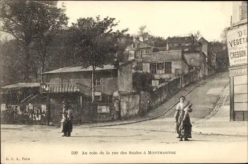 Ak Paris XVIII., Au coin de la rue des Saules