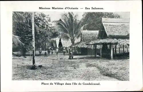 Ak Salomonen Ozeanien, Place de Village dans l'Ile de Guadalcanal, Missions Maristes d'Oceanie