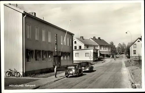 Ak Holmsund Schweden, Gatuparti, Autokennzeichen AC7655