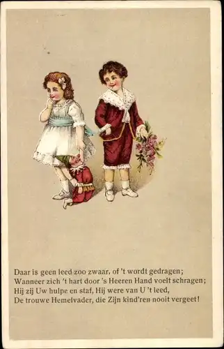 Ak Junges Liebespaar, Spielzeug, Blumenstrauß, Rosen