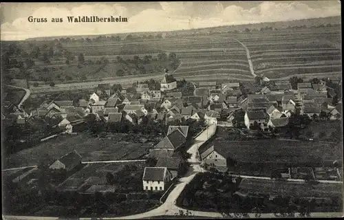 Ak Waldhilbersheim in Rheinhessen, Luftaufnahme