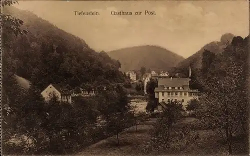 Ak Tiefenstein Görwihl in Baden, Gasthaus zu Post, Ortspartie