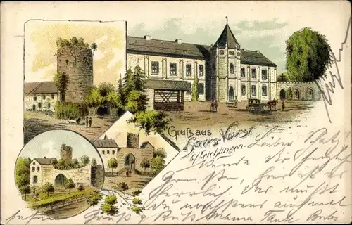 Litho Leichlingen im Rheinland, Haus Vorst, Burgturm, Portal