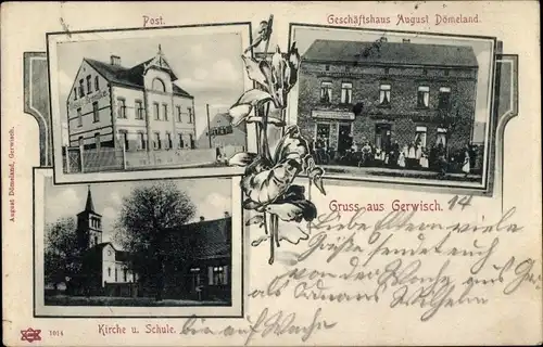 Ak Gerwisch Biederitz Jerichower Land, Geschäftshaus, Post, Kirche, Schule