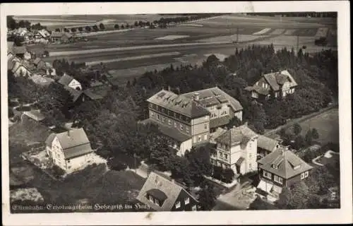 Ak Hohegeiß Braunlage im Oberharz, Eisenbahn Erholungsheim, Fliegeraufnahme