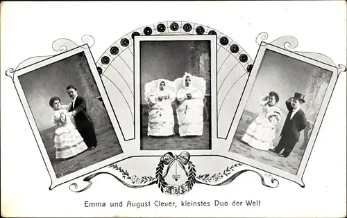 Passepartout Ak Emma und August Clever, kleinstes Duo der Welt, Liliputaner