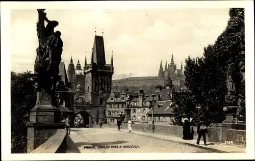 Ak Praha Prag Tschechien, Karluv most, Karlsbrücke, Hradcany