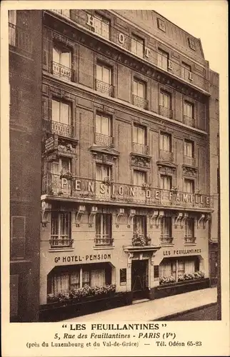 Ak Paris V., Hotel Pension Les Feuillantines, Rue des Feuillantines 5